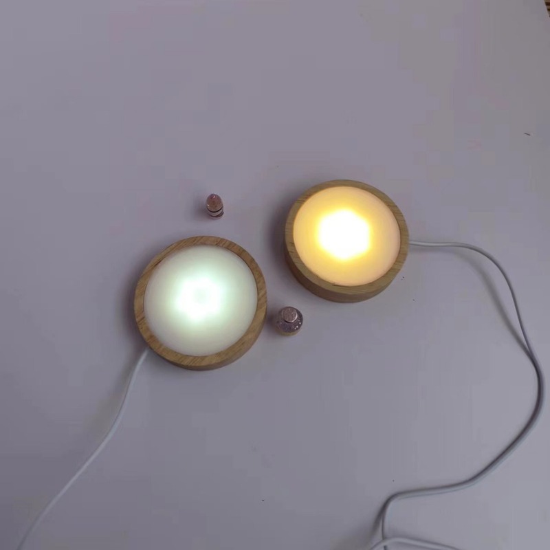 円形方形拡散板台座客間夜灯創意diy実木発光小夜灯led発光台座|undefined