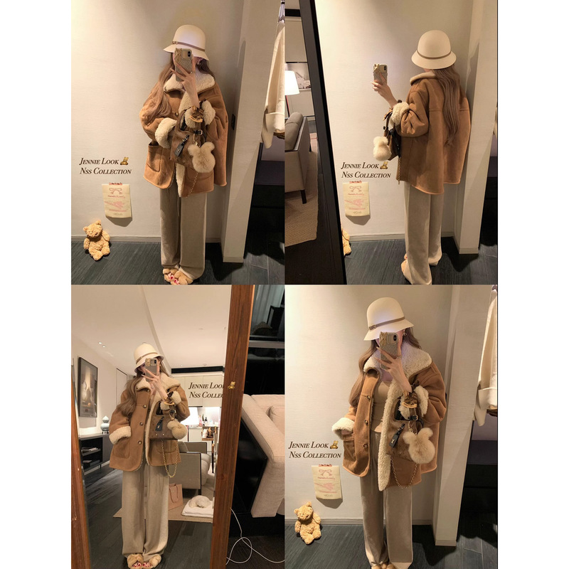 2825 #   NSS COLLECTION ブラウニー ハグベア リバーシブルファーワンピース ブラウンファーコート|undefined