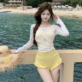 泳衣女2026新款纯欲小香风遮肉保守显瘦防晒长袖罩衫连件比基尼女