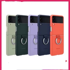三星原廠zflip5硅膠手機殼適用Flip3保護套指環防摔Fold4腕帶W23