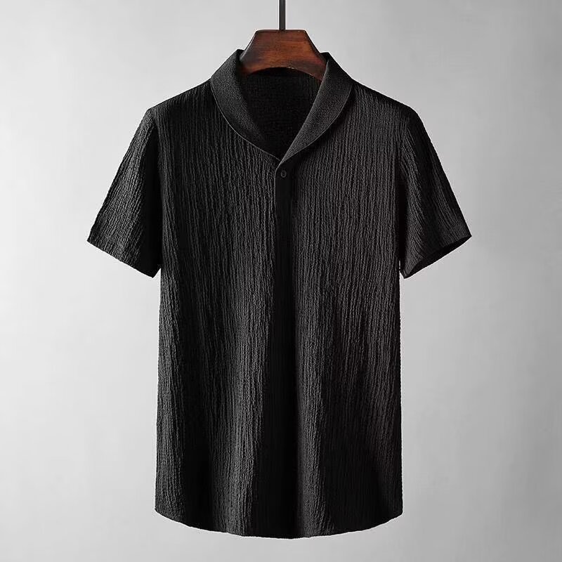 Primavera y verano ligero lujo plegado casual juego deportivo hombre ligero transpirable con solapa de moda pantalones de manga corta dos piezas