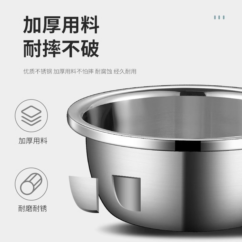 厚さ304ステンレス植木鉢卸売り家庭用多目的洗面器台所スープ洗面器洗面器オムライスボウル調味料シリンダー|undefined