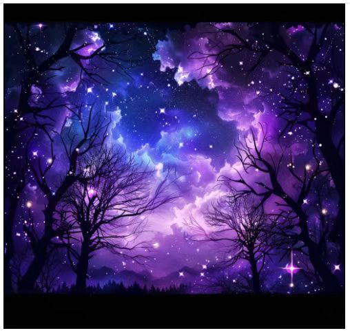 별이 빛나는 밤 숲-스퀘어 61*61
