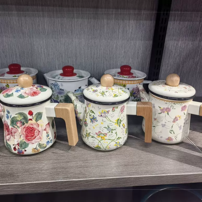 珐琅搪瓷油壶咖啡壶水壶怀旧搪瓷酒壶酒店火锅用电磁炉通用