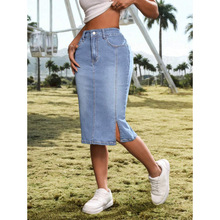F 71680 Denim slit midi skirt ţ�п����г���ȹ�羳��ó��