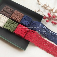 H宽约5厘米红色棉线蕾丝水溶辅料纯棉衣服女童装装饰服装辅料布料