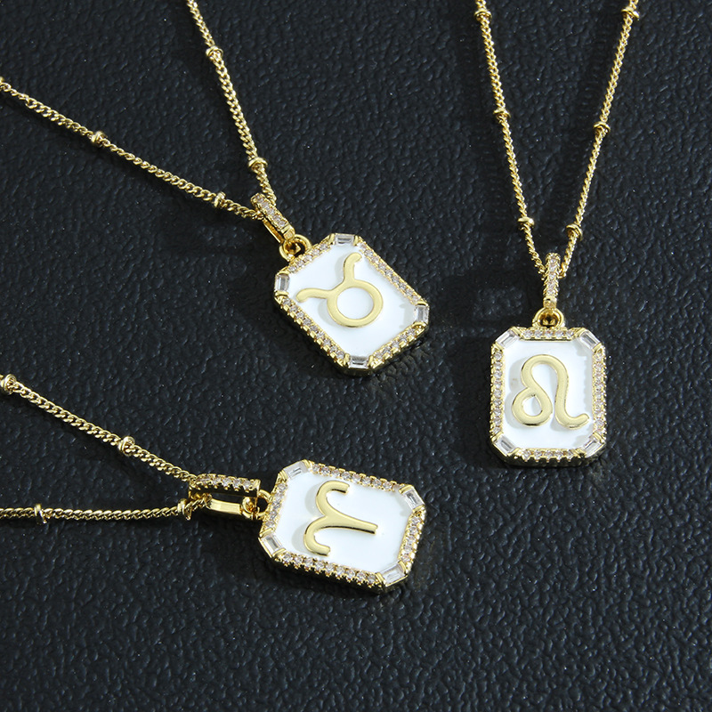 Fashion Constellation Copper Enamel Rhinestones Pendant Necklace 1 Piece