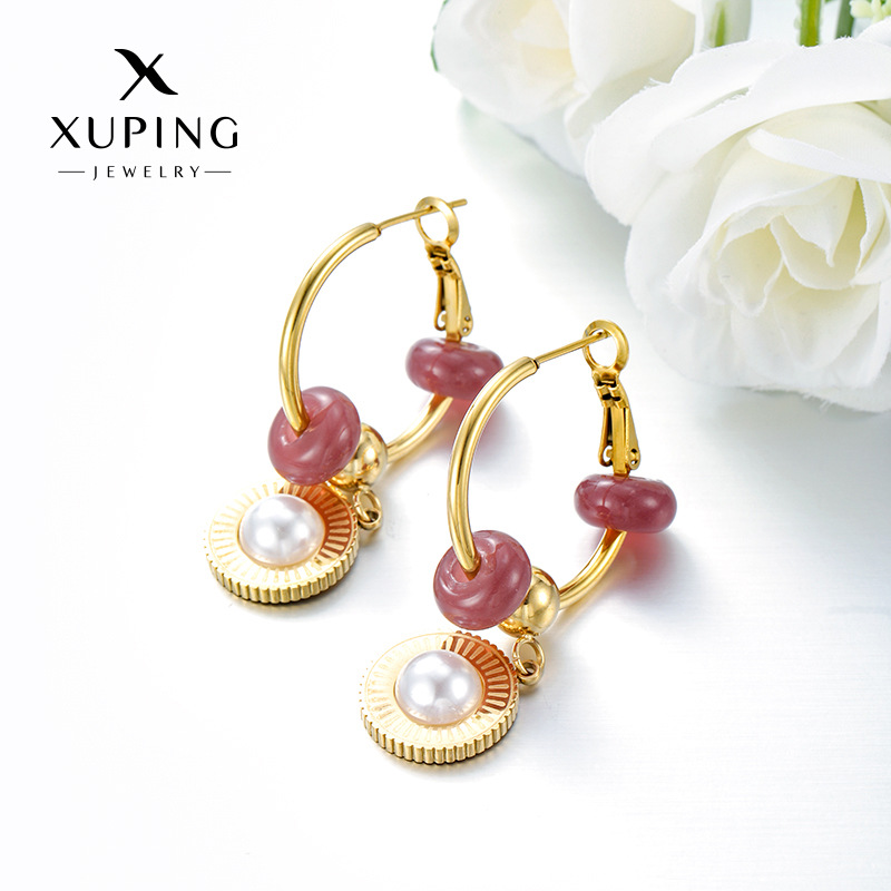 Xuping acero inoxidable chapado 14k temperamento de moda cuentas pendientes de bordilla de diseño de nicho fácil de usar auriculares