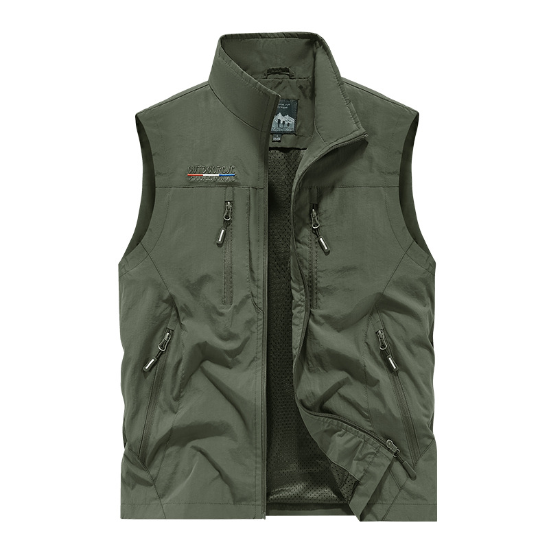 Cross-Border Spring and Autumn New Style Casual Vest, Large Size Outdoor Sports Hiking, Climbing, Fishing, Fleece-Lined Vest, Casual Vest