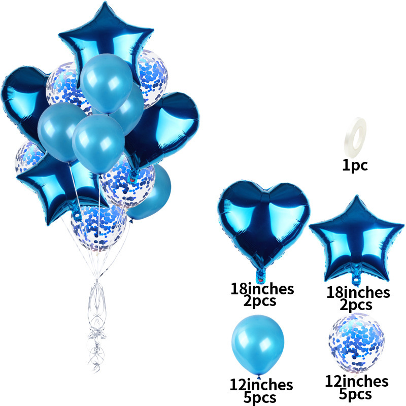 18 pulgadas 14PC película de aluminio lentejuelas Pearl Rose Gold Balloon Set Fiesta de cumpleaños de los niños Decoración ambiente arreglo globo