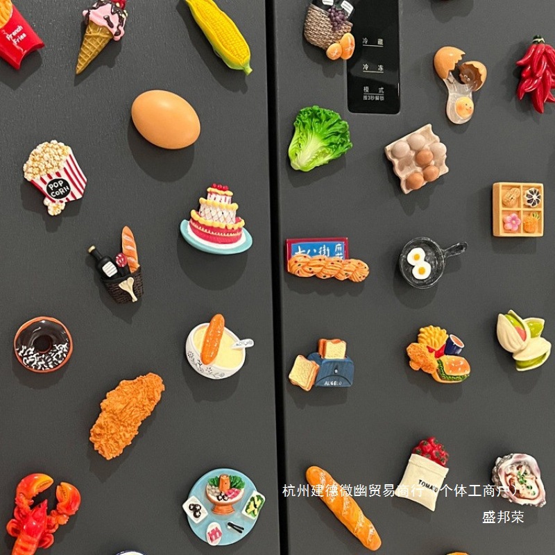 厂家直销厂家直销冰箱贴磁贴立体食玩装饰吸铁石风个性创意摆件超