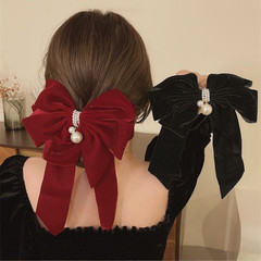 Autumn and Winter Velvet Large Butterfly Bow Hair Clip for Rear Head, Vintage 2022 New High-End Spring Clip Fairy Hairpin
