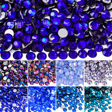 蓝色美甲钻玻璃水晶平底钻 电镀水钻DIY手机壳暴力熊材料饰品配件