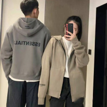 fog复线开衫硅胶字母宽松休闲拉链青春潮流男女情侣连帽卫衣外套