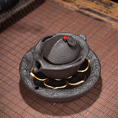 Purple clay teapot Fu Jia Fang original mineral purple clay teapot with turtle shell hand grasping teapot kung fu handmade insulated teapot