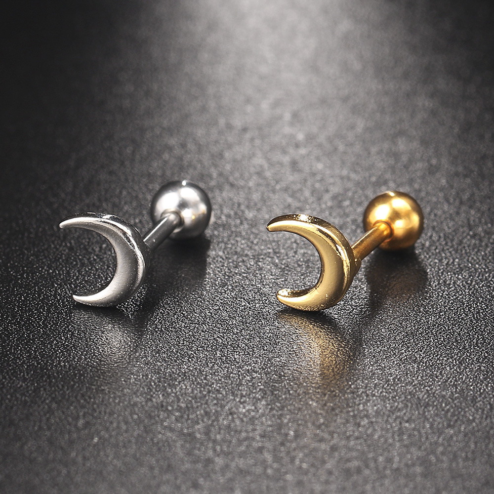 1 Piece Quantity Holiday, Party, Street Occasion 1 Piece Streetwear Star Moon Plating Inlay Copper Zircon Ear Studs