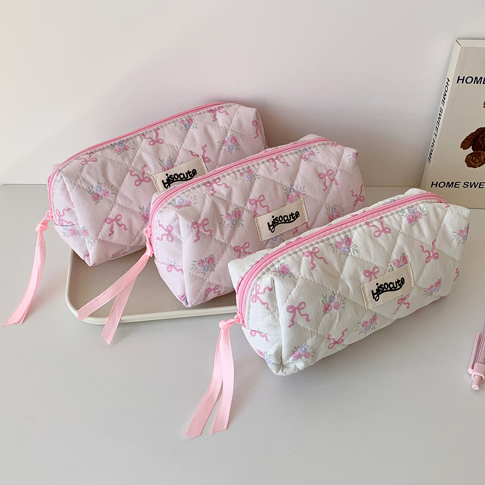 60g Weight Pencil Case Stationery Type 1 Piece Quantity Class, Learning, Graduation Occasion Cotton, Polyester Material Bow Knot Pattern Korean Style Style Bow Knot Cotton Polyester Class Learning Graduation Korean Style Pencil Case 10