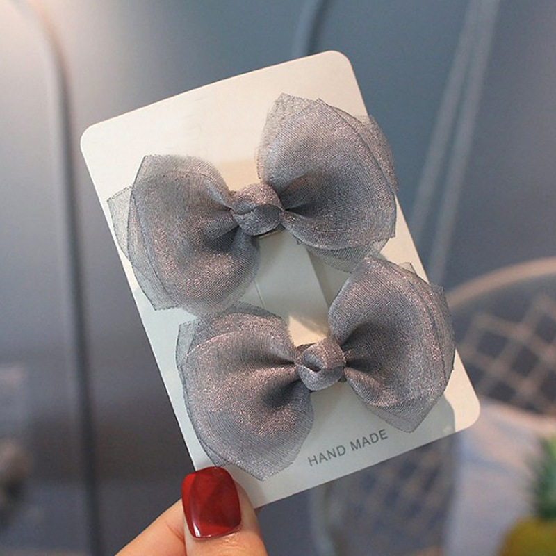 Europa y América ins perla hilo arco clip niños de tela horquilla 2-piece set hembra horquilla dulce malla cabeza accesorios para el cabello