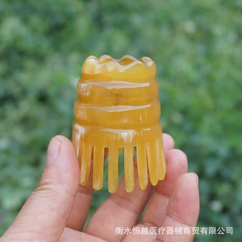 圆筒牛角梳子天然正品洗头梳女头部经络按摩梳牦牛头皮头疗防脱发|undefined