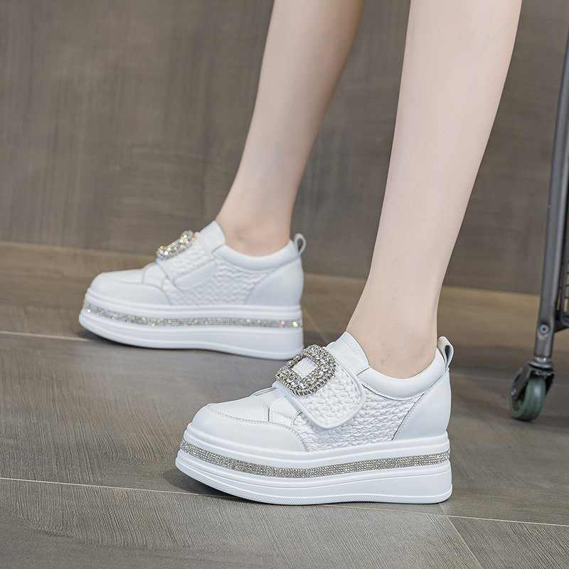 825-99 Small White Shoes Women's New Lightweight Sports Casual Shoes Thick-Soled Small Women's Shoes