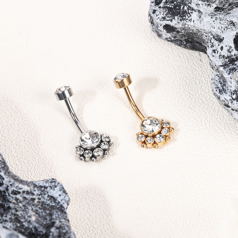 Gold Stainless Steel Navel Ring 14G 10mm Top 8mm Bottom Belly Button Piercing Jewelry detail image 7