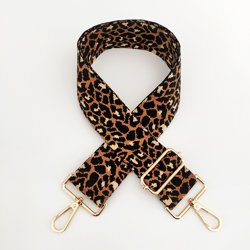 New Color Jacquard Leopard Print Wide Shoulder Strap One Shoulder Crossbody Widen And Thicken Long Strap Purse Accessories Burden Reduction Strap display picture 3