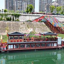 豪华双层仿古20米画舫船电动玻璃钢钢质游船画舫船水上观光餐饮船