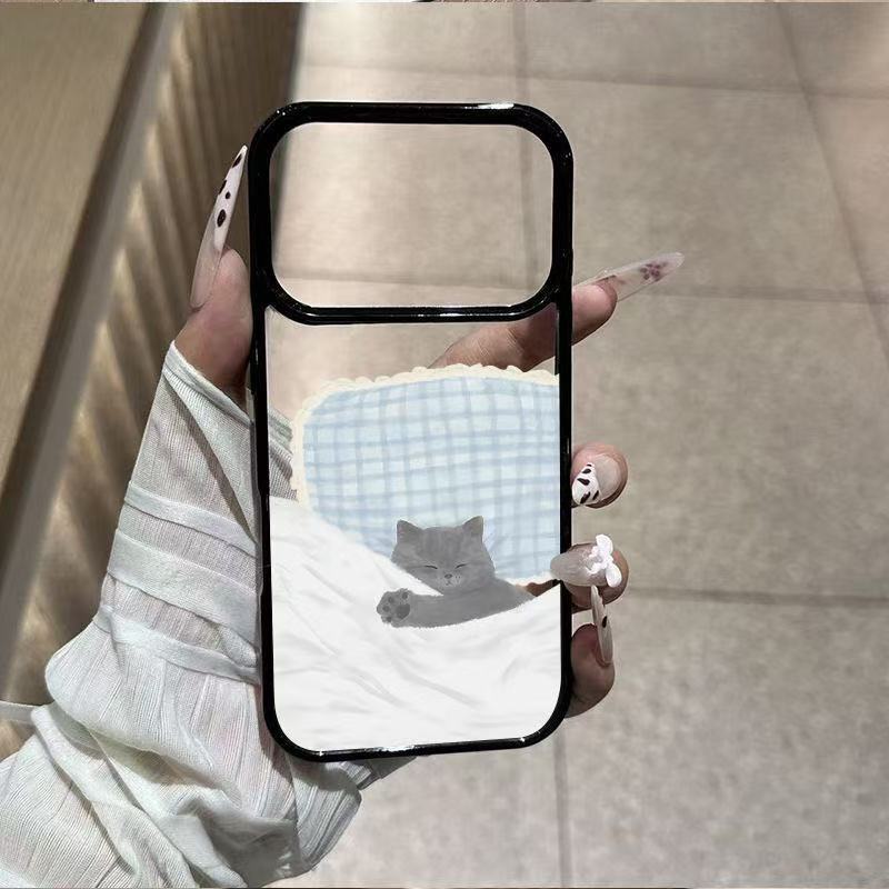 Cartoon Sleeping Kitten Suitable for Apple 17Promax/17/17Pro/17Air/Mobile Phone Case 16 Black Frame Acrylic Cartoon Sleeping Kitten Suitable for Apple 17Promax/17/17Pro/17Air/Mobile Phone Case 16 Black Frame Acrylic