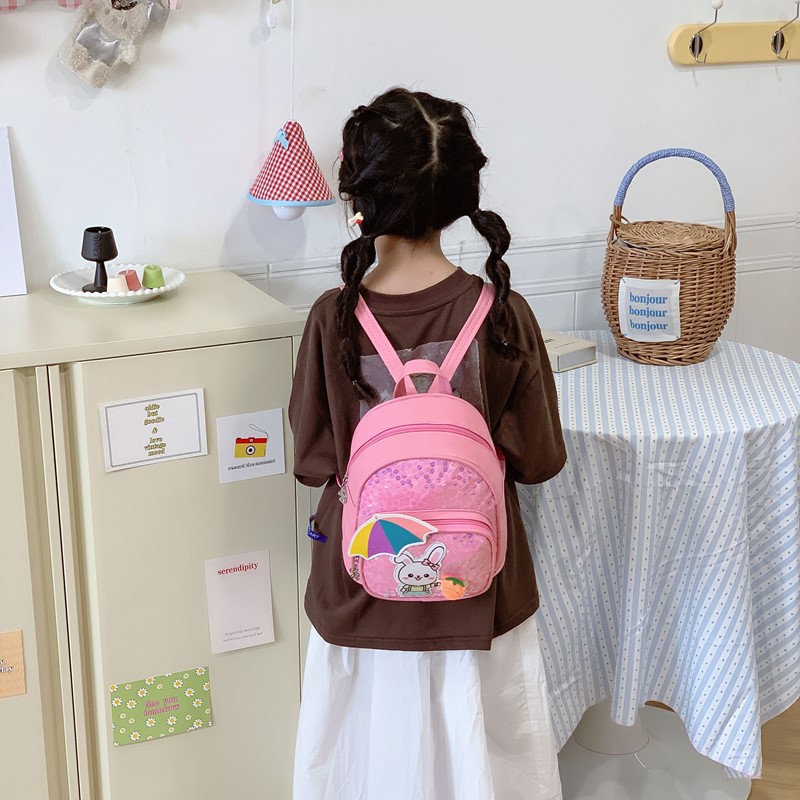 Mochila de moda coreana de sequillas para niños y niñas, jardín de infantes, mochila para bebés, mochila para niños conejitos lindos