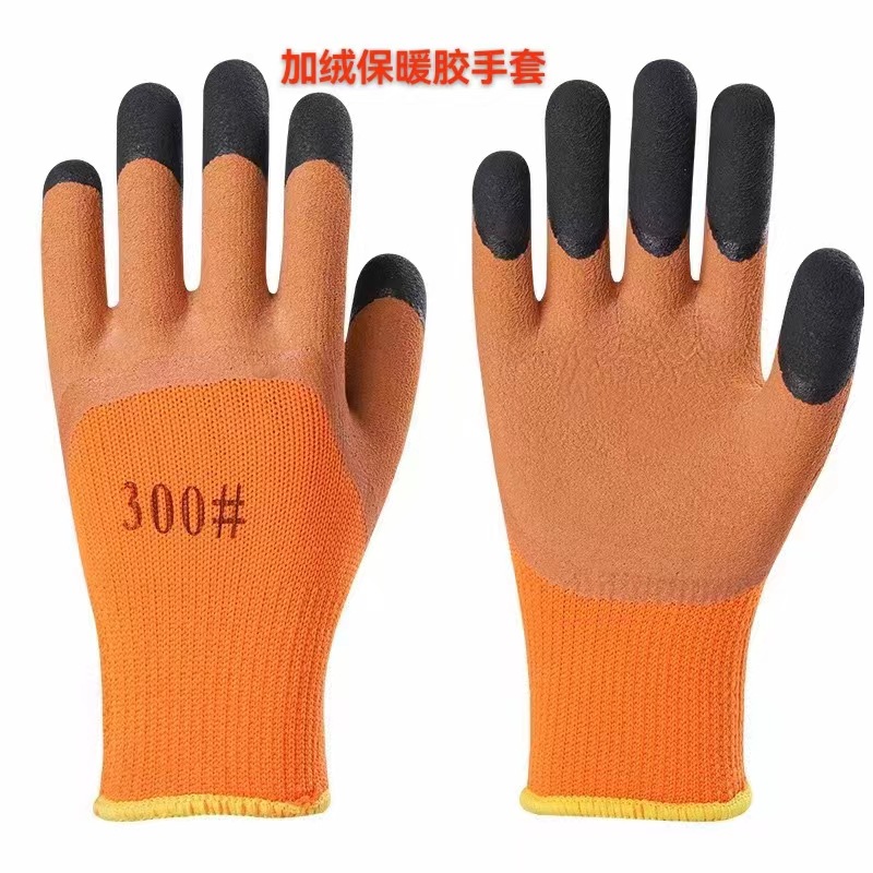 keep warm Labor insurance glove Plush thickening Terry non-slip wear-resisting construction site winter Labor insurance protect glove