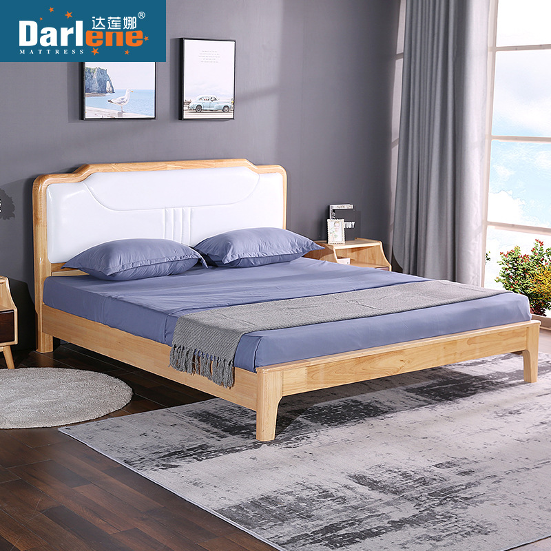 現代簡約原木色日式實木床小戶型雙人主臥1.8米單雙人床酒店家具