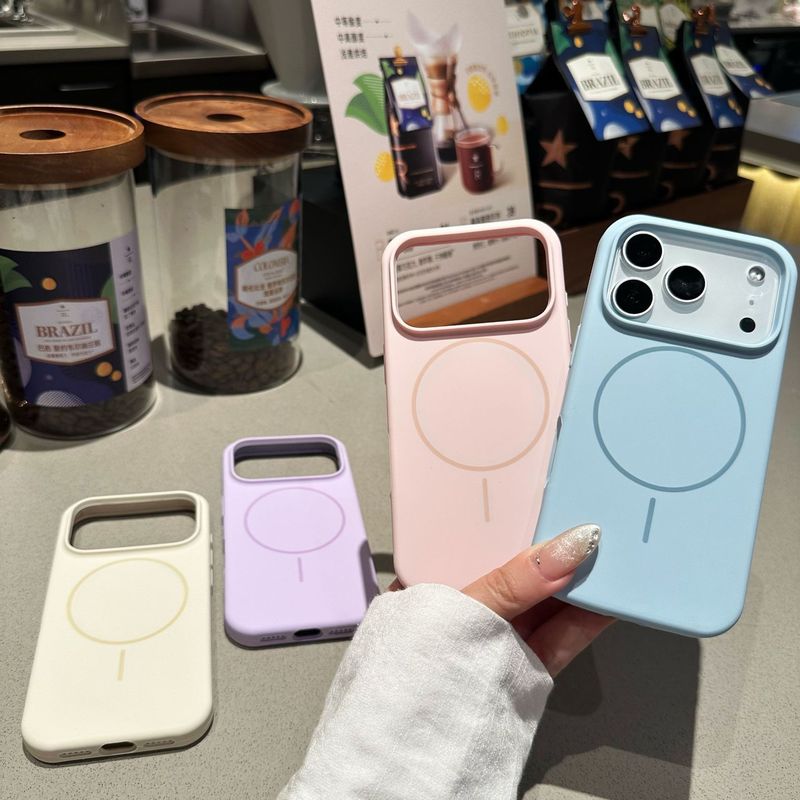 适用苹果17细圈磁吸手机壳液态硅胶iPhone16proMax马卡龙15保护套|undefined