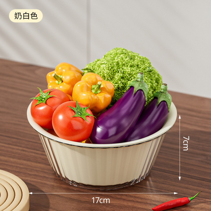 Nuevo fregadero de verduras de doble capa, plato de frutas de plástico para el hogar, cocina gruesa, filtro de agua multifuncional, canasta de lavado de arroz azul