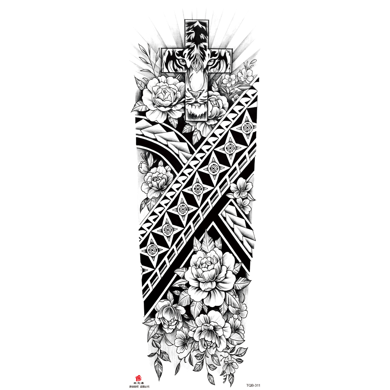 Pegatinas de tatuaje de brazo largo de flor brazo completo tatuaje impermeable tatuaje temporal en stock al por mayor pegatinas de tatuaje de brazo completo