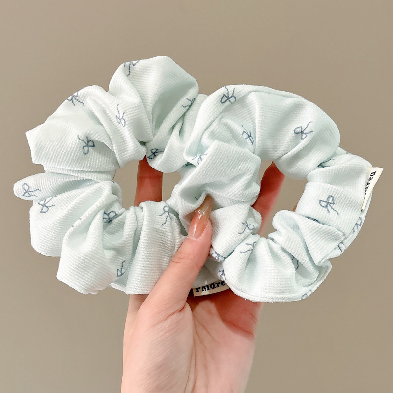 Mori pequeño arco fresco flor triturada intestino anillo de cabello para mujeres coreanas cabello cuerdas de cabello suaves cubierta de banda de goma de cuero