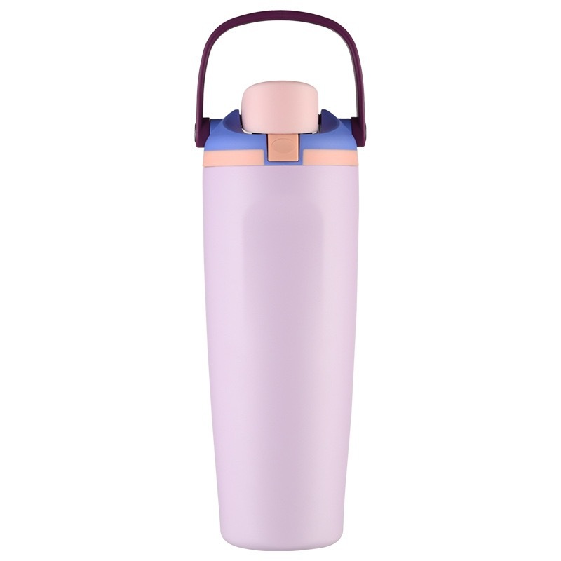 Nuevo vaso aislado de gran capacidad y elegante para usar en el coche, vaso portátil para frutas de 30 oz, vaso para hielo 304 con doble opción de bebida y pajita.