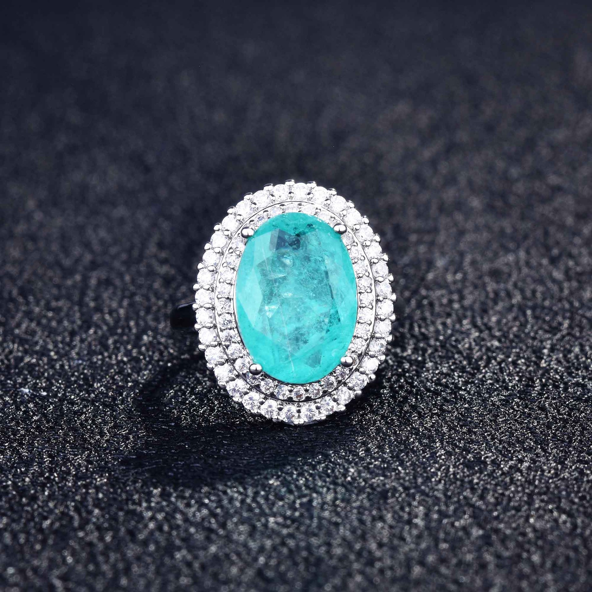 Nouveau Diffusion En Direct Populaire Imitation Naturel Palaiba Anneau Micro-incrusté Plein Diamant Haute Teneur En Carbone Diamant En Forme De Poire Ouvert Anneau Pour Les Femmes display picture 9