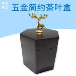 Huizhou manufacturers wholesale light luxury five -gold coating tea can creative wooden sealing tea barrel bamboo tea pot