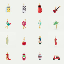 欧美新款DIY时尚日常生活用品系列吊坠项链炉内真空电镀18K金保