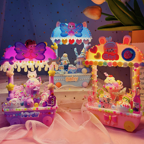 Colorful candy cart DIY handmade material package Ice cream shop supermarket children's play house boys and girls toys