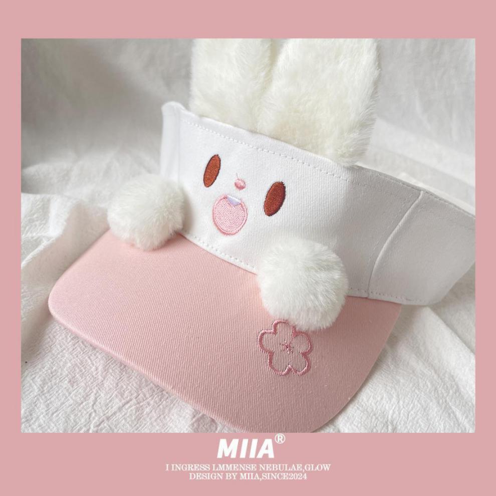 Sweet and Cute 3D Ears, Puppy Bunny, Summer Empty Top Children's Vacation Sunscreen Sun Hat, Sunshade Hat_voghion.com