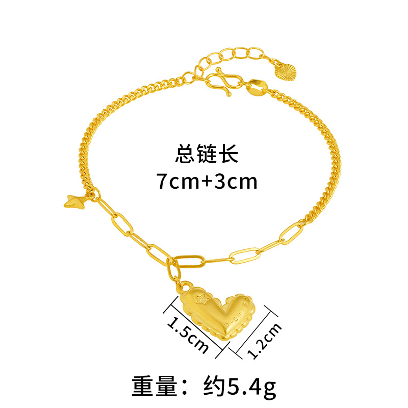 INS simple luz y sombra corazón collar pulsera hembra dulce nicho luz lujo chapado en oro no es fácil de desvanecerse estilo de amor tridimensional