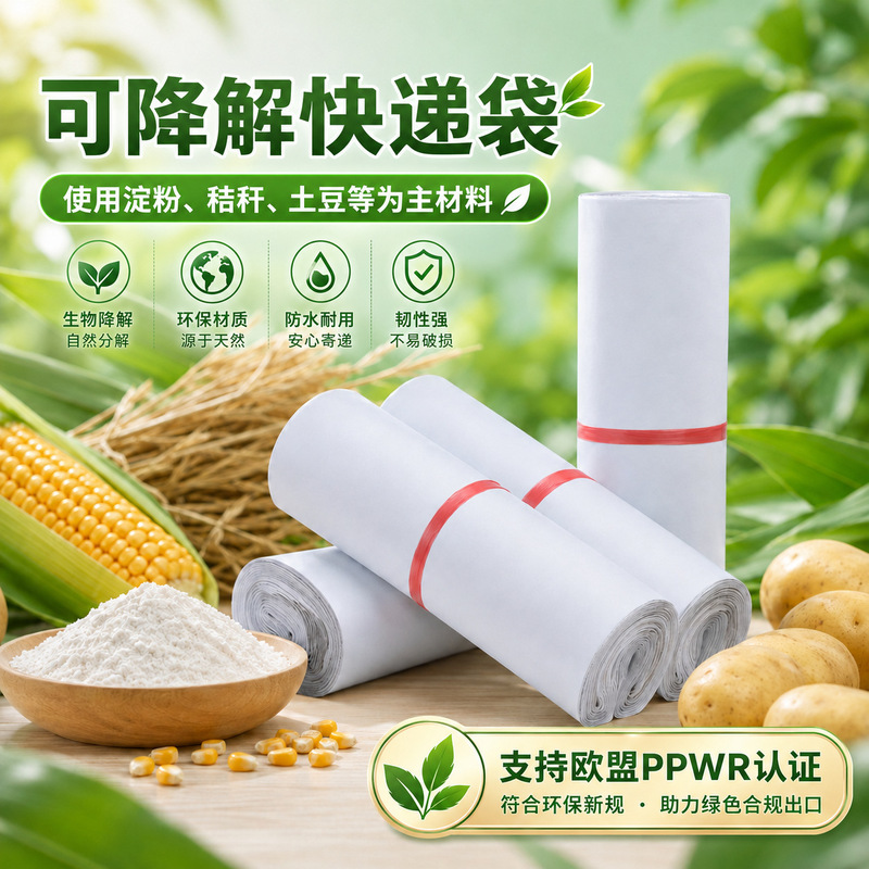 PPWR EU-certified biodegradable eco-friendly express bag, thickened for e-commerce packaging and shipping, made of bio-based material