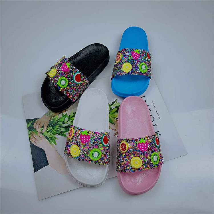 Родитель-ребенок, взрослые дети, фруктовый цвет, бриллиант, износостойкие Нескользящие уличные повседневные модные сандалии на плоской подошве