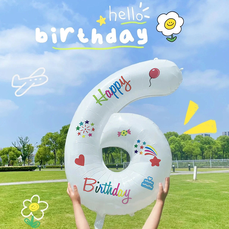 Cumpleaños de los niños decoración de globo bebé aniversario de fotos accesorios digitales 0 - 9 papel de aluminio globo escenario de fondo