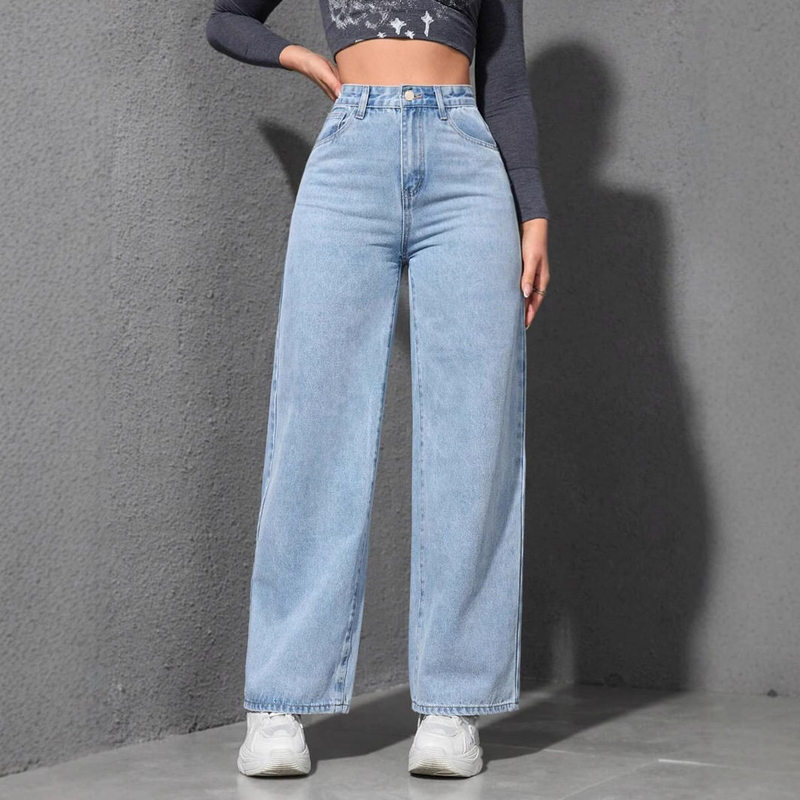 2026 Plus Size Spring and Autumn High Waist Slim Fit Women's Jeans Light Washed Loose Wide Leg Large Size Straight Pants 2026 Plus Size Spring and Autumn High Waist Slim Fit Women's Jeans Light Washed Loose Wide Leg Large Size Straight Pants