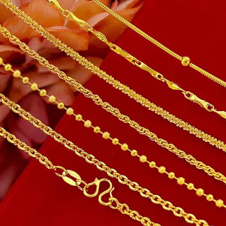 砂金のネックレスの女子学生の規格品999メッキの純粋な金色のシミュレーションの偽の黄金の素のチェーンの単鎖のペンダントのアクセサリーがありません。|undefined