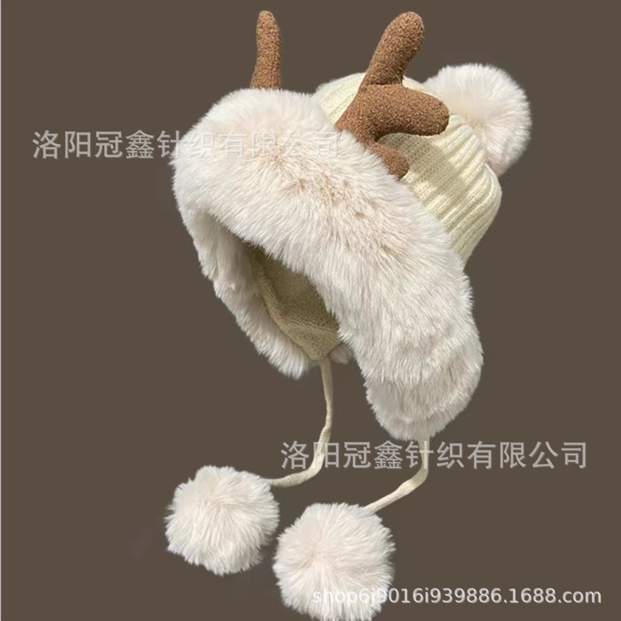 秋冬の韓国版のかわいい鹿の角の毛の帽子の子供の耳の毛の帽子のクリスマスは厚い東北の雷鋒の帽子の自転車の帽子に乗ります。