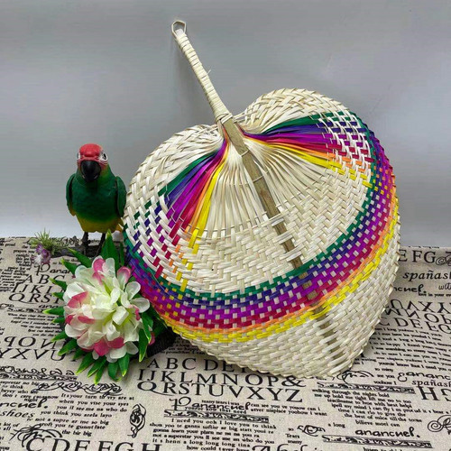 Handmade unique peach-shaped bamboo woven fan, summer cooling, literary and artistic, breezy, creative hand-held fan