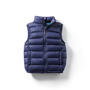 Cross-Border Supply of Children's Clothing down Vests for Men and Women, Medium and Large Children, Short Stand-Up Collar, Slim Fit Outer Wear and Fashionable Vests